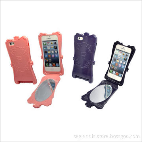 Double-sided protect leather case for iPhone 5, with mirror